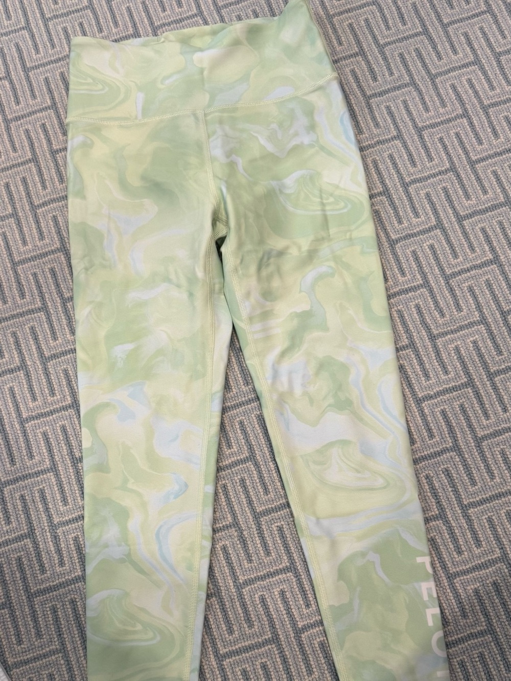 Peloton Light Green Marble-Print Leggings